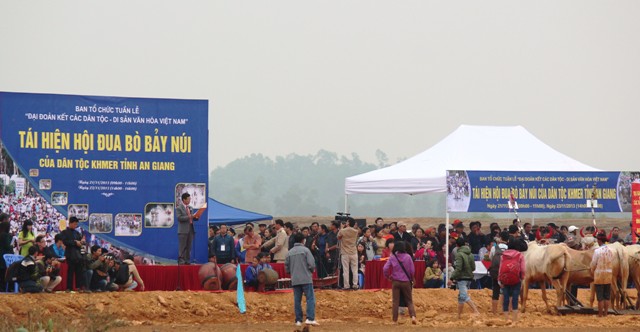 Khai mạc Hội đua bò Bảy Núi tái hiện tại Làng Văn hoá - Du lịch các dân tộc Việt Nam