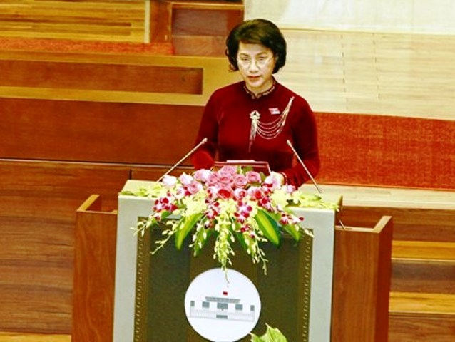 Bà Nguyễn Thị Kim Ngân phát biểu trước Quốc hội