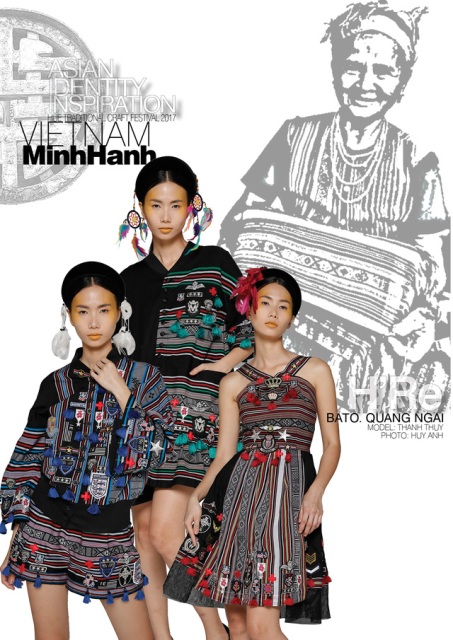 Thiết kế của Minh Hạnh trong chương trình biểu diễn trang phục Dệt may trên chất liệu truyền thống các nước ASEAN chủ đề “Hội tụ bản sắc châu Á” tại Festival Nghề truyền thống Huế 2017