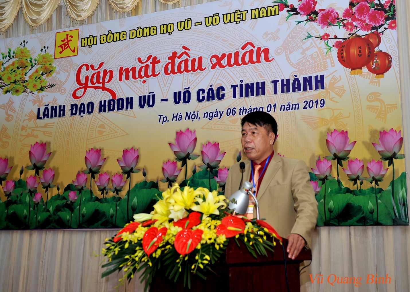 Ông Vũ Văn Trường, Chủ tịch Hội đồng quản trị kiêm Tổng giám đốc Công ty CP đầu tư – xây dựng Thiên Lộc phát biểu tại buổi Lễ
            