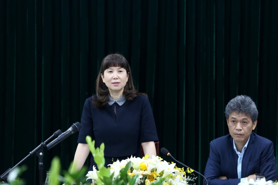 Giám đốc Sở Du lịch Hà Nội Đặng Hương Giang phát biểu tại buổi họp báo.